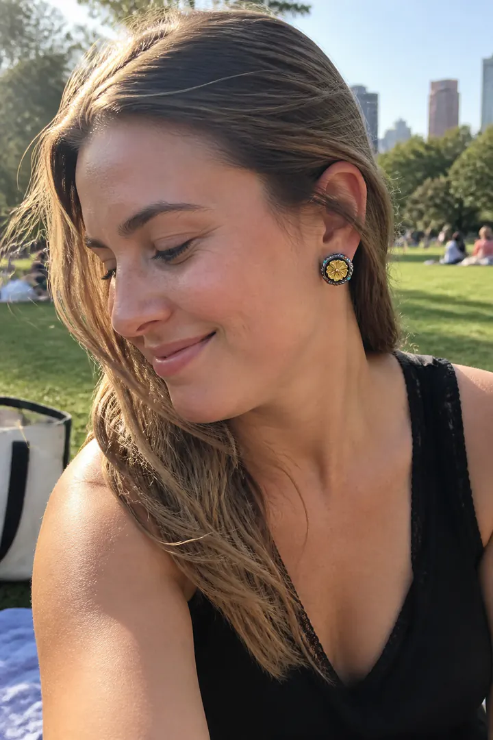 SEVAIN community wearing Gesang Flower Studs
