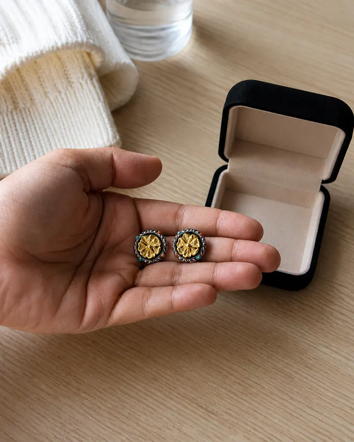 SEVAIN community wearing Gesang Flower Studs